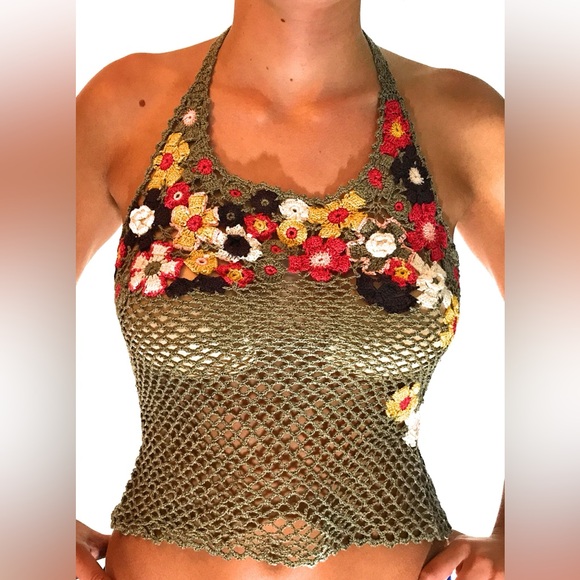 NWT Floral Crochet Halter Top - Picture 8 of 15